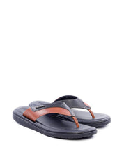 Chinelão Masculino de Dedo em Couro com Placa - Preta SDI-11769 - PR