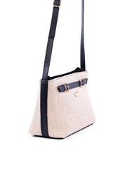 Bolsa Transversal Palha com Detalhes de Fivelas - Preta BSI-6026 - PR