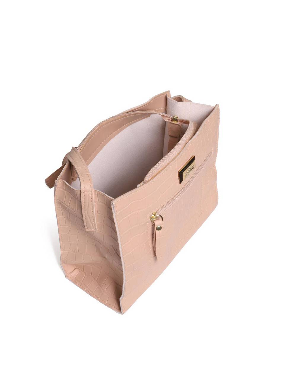 Bolsa Tote Transversal com Ziper - Nude BSI-5052 - NU