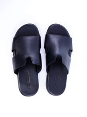 Sandália Masculina de Rosto Largo com Recortes - Preta SDI-11702 - PR