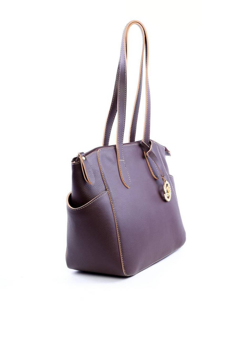 Bolsa Tote Tiracolo com Bolsos Laterais e Charm em Strass - Cacau BSI-6046 - CA