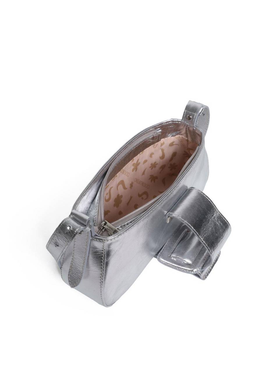 Bolsa Clutch Pequena com Alça de Mão - Prata BSI-5935 - PT