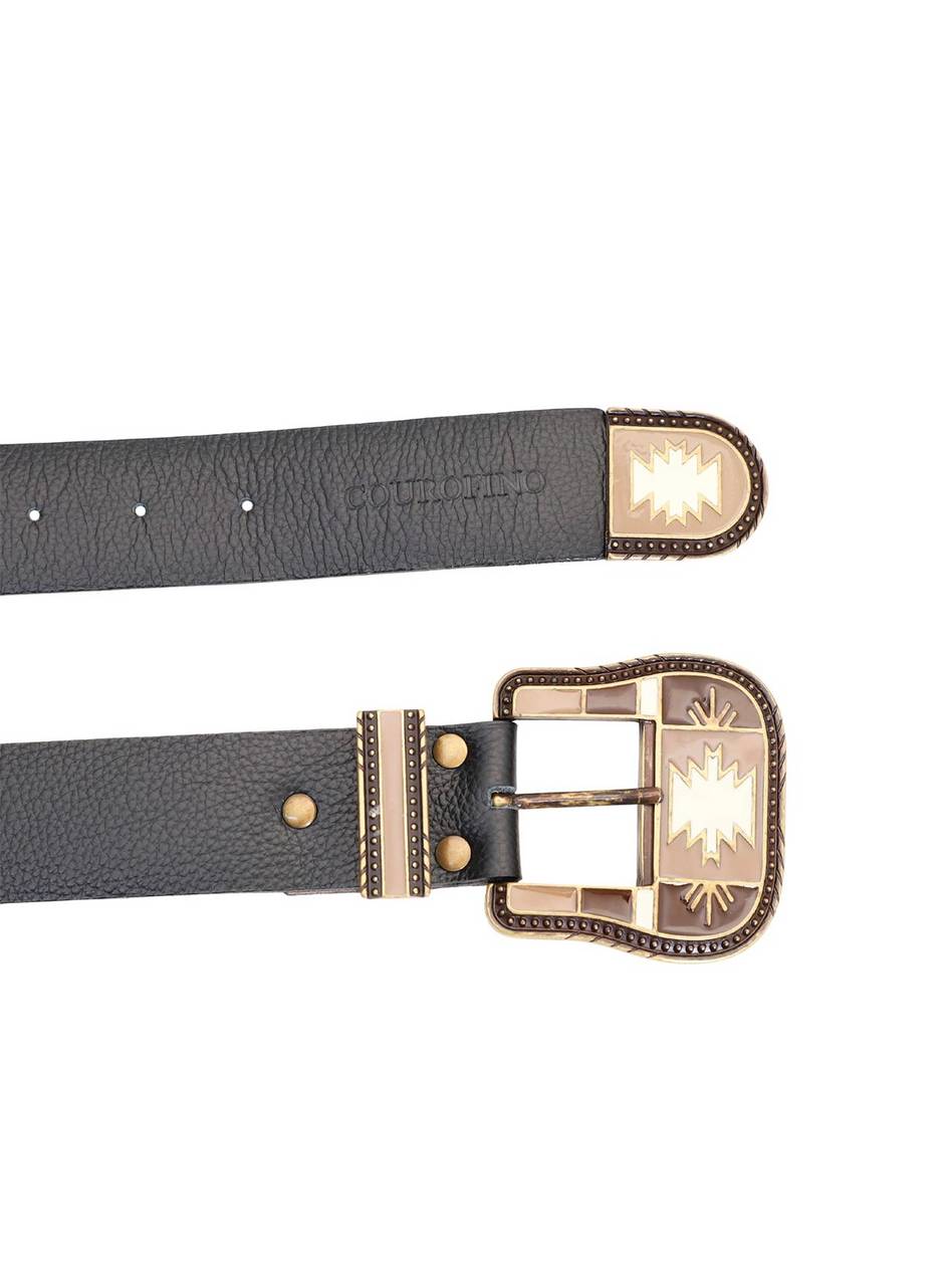 Cinto Feminino Casual Couro Desenhos Ponteira Preto CTI-928 - PR