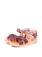 Sandália Feminina Anabela Confort com Tiras Cruzadas Cacau SDI-11694 - CA