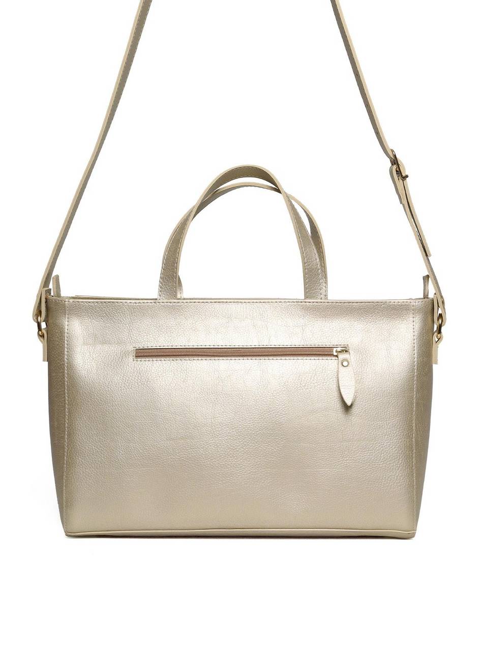 Bolsa Tote Tiracolo com Detalhe Frontal de Costuras - Ouro BSI-5993 - AU
