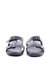 Chinelo Masculino Slide em Couro com Duas Fivelas - Preta SDI-11768 - PR