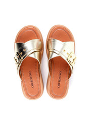 Sandália Flatform com Tiras Cruzadas - Ouro SDI-11726 - AU