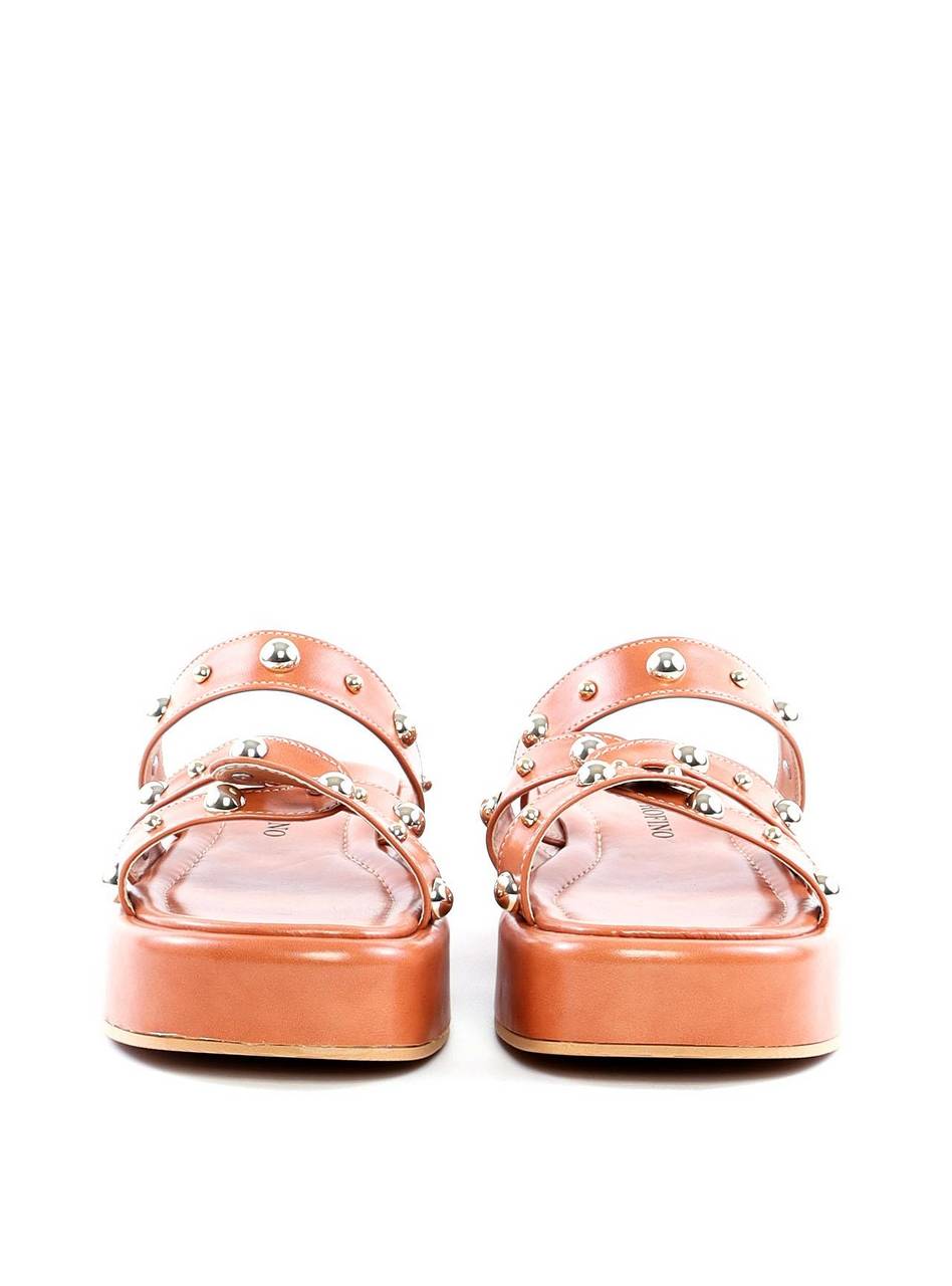 Flatform com Tiras Cruzadas e Rebites - Nude SDI-11819 - NU