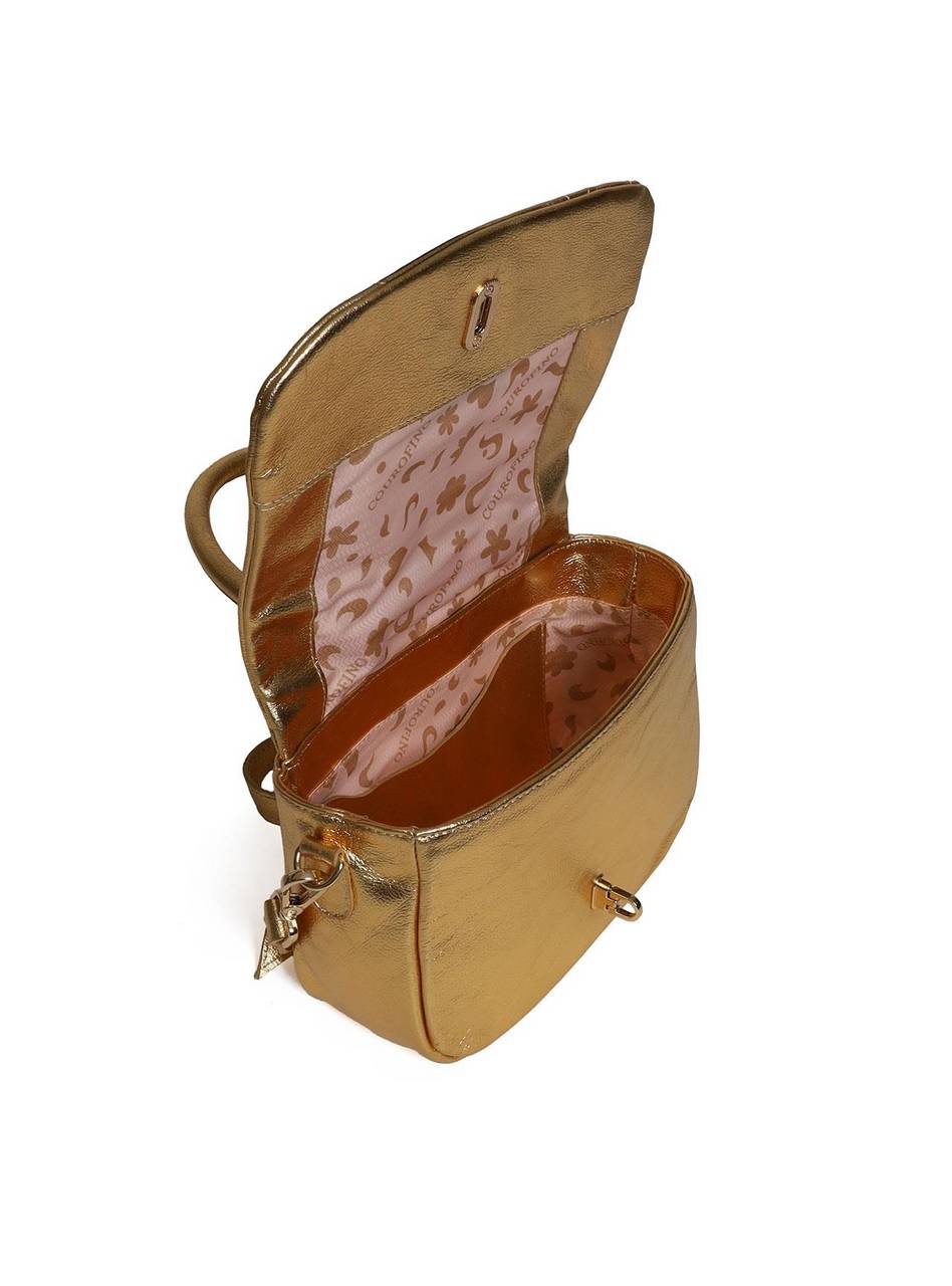 Bolsa Satchel Pequena Couro Alça Dupla - Ouro BSI-5978 - AU
