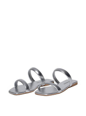 Sandália Feminina Rasteira Duas Tiras - Prata SDI-11620 - PT