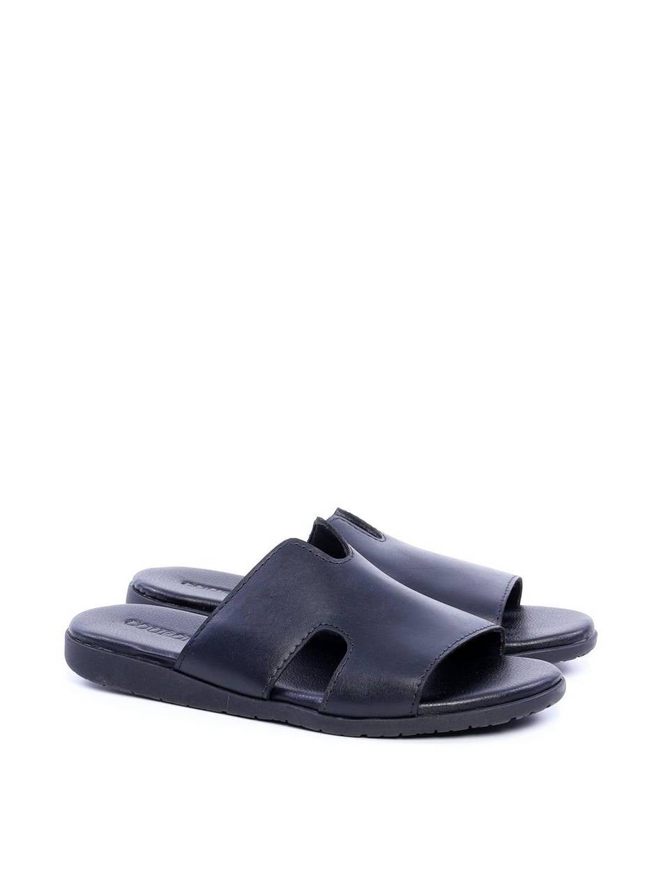 Sandália Masculina de Rosto Largo com Recortes - Preta SDI-11702 - PR