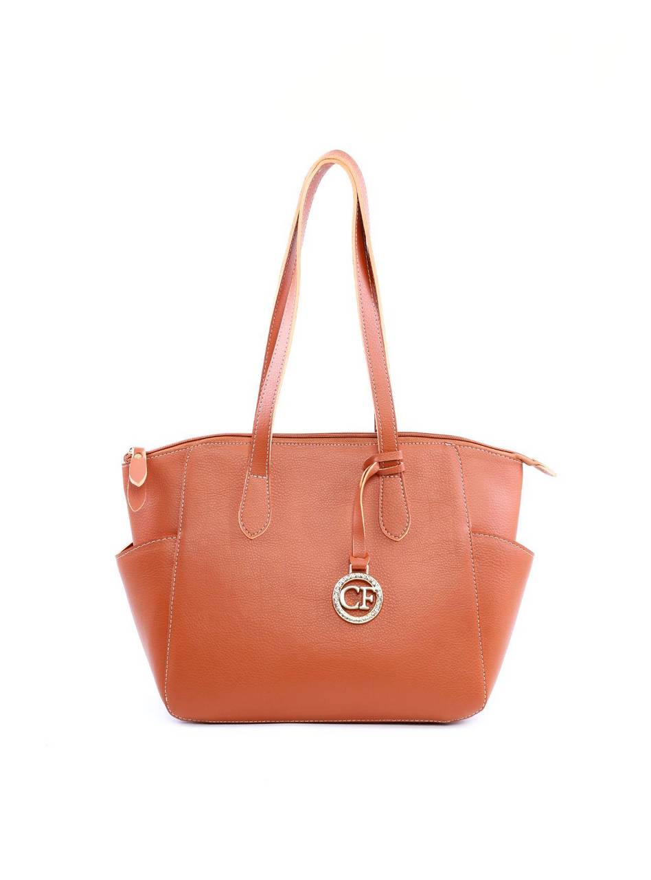 Bolsa Tote Tiracolo com Bolsos Laterais e Charm em Strass - Castor BSI-6046 - CS