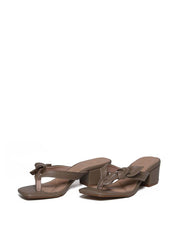 Sandália Feminina Couro Tamanco Salto Bloco - Cinza SDI-11622 - CZ