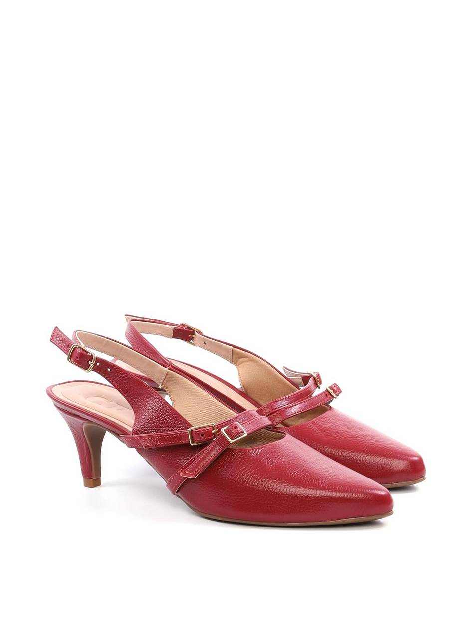 Scarpin Slingback com Fivelas Laterias - Vermelha SDI-11737 - VE