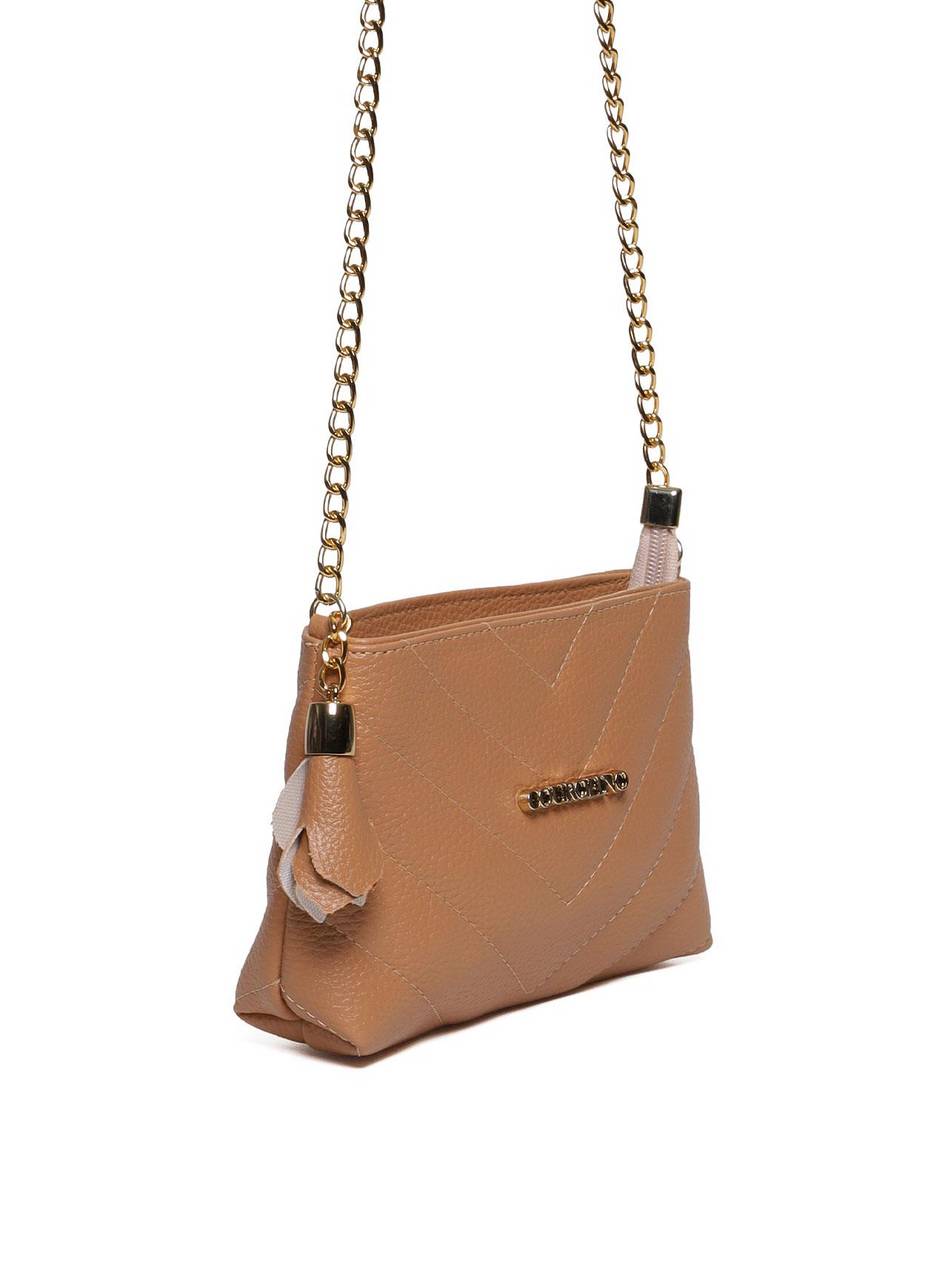 Bolsa Clutch Sintética Tiracolo com Detalhes em Costura - Nude BSI-5961 - NU