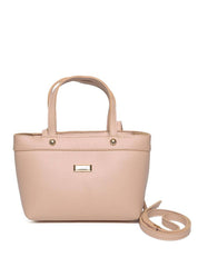 Bolsa Tote Pequena com Pinos e Alça de Mão - Nude BSI-5390 - NU