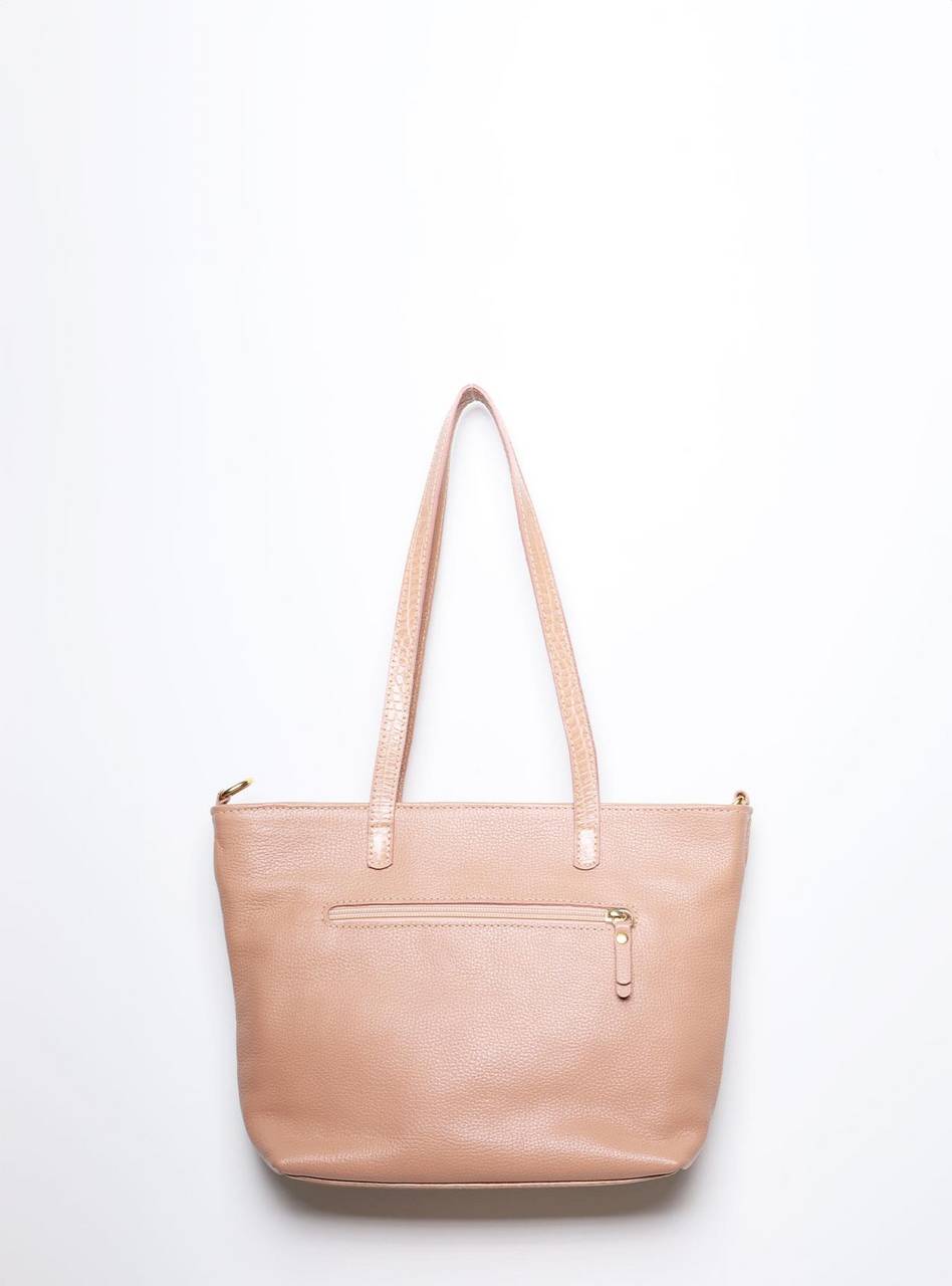 Bolsa Tote Média Couro Transversal Nude BSI-5861 - NU
