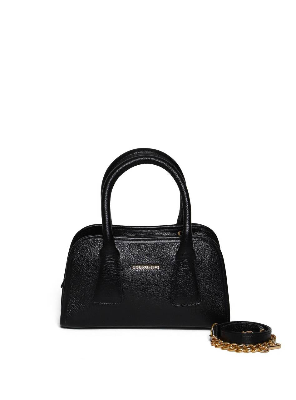 Bolsa Tote Tiracolo Costura Geométrica Preta BSI-5985 - PR