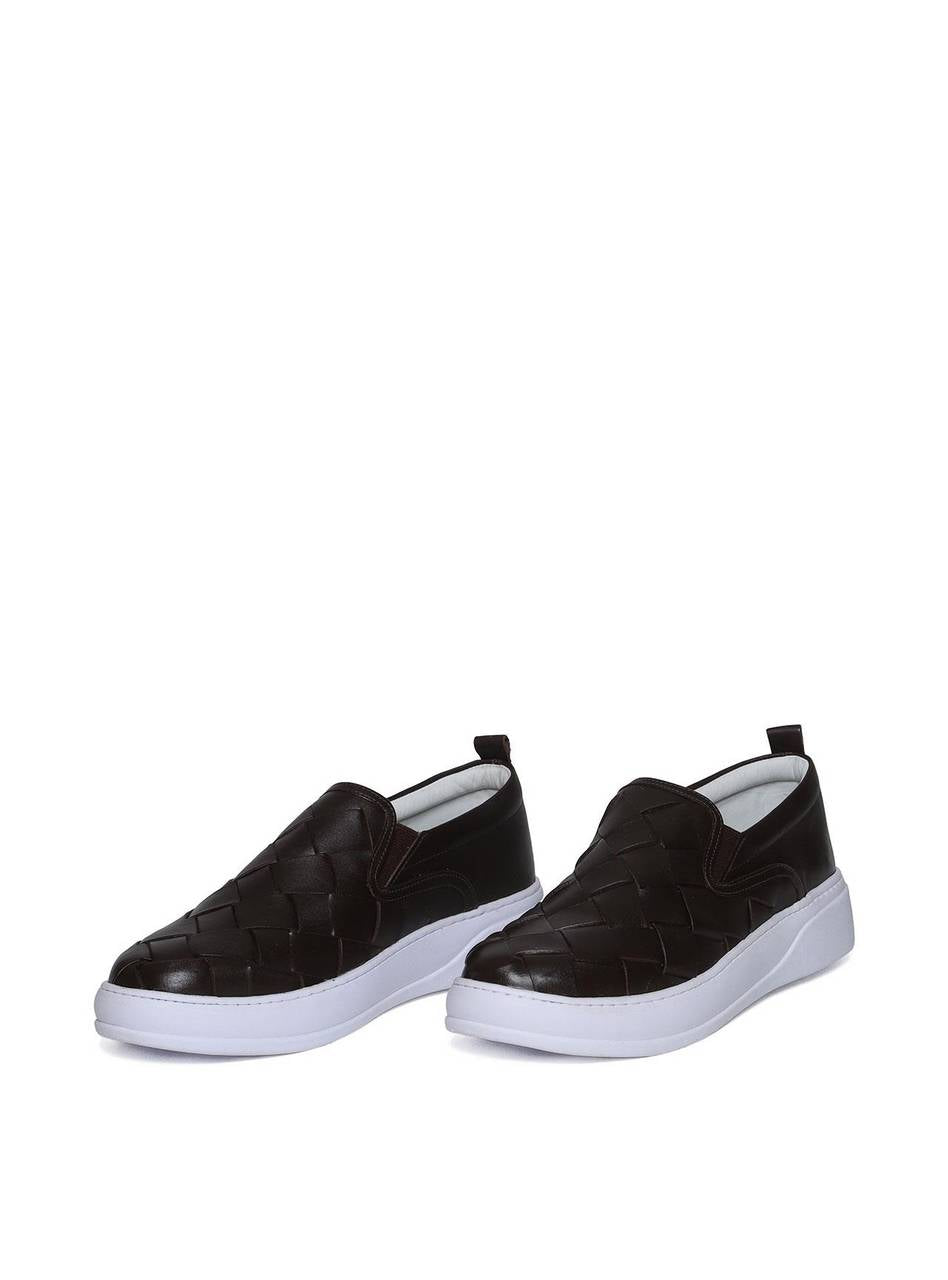 Calçado Masculino Sapatênis Entrelaçado Couro - Cacau SP-11627 - CA