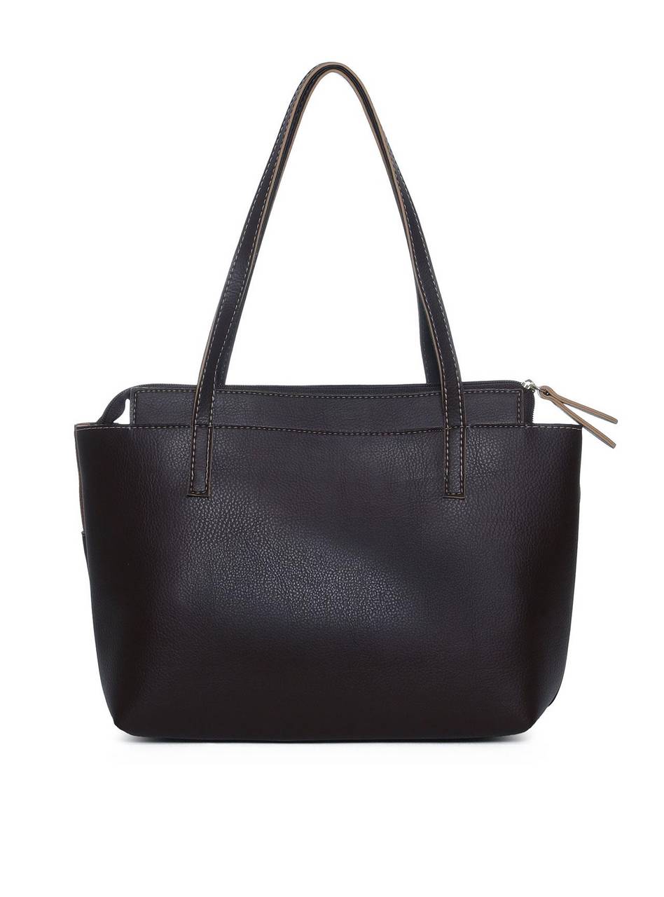 Bolsa Tote Tiracolo com Bolso Frontal e Zipper - Cacau BSI-5976 - CA