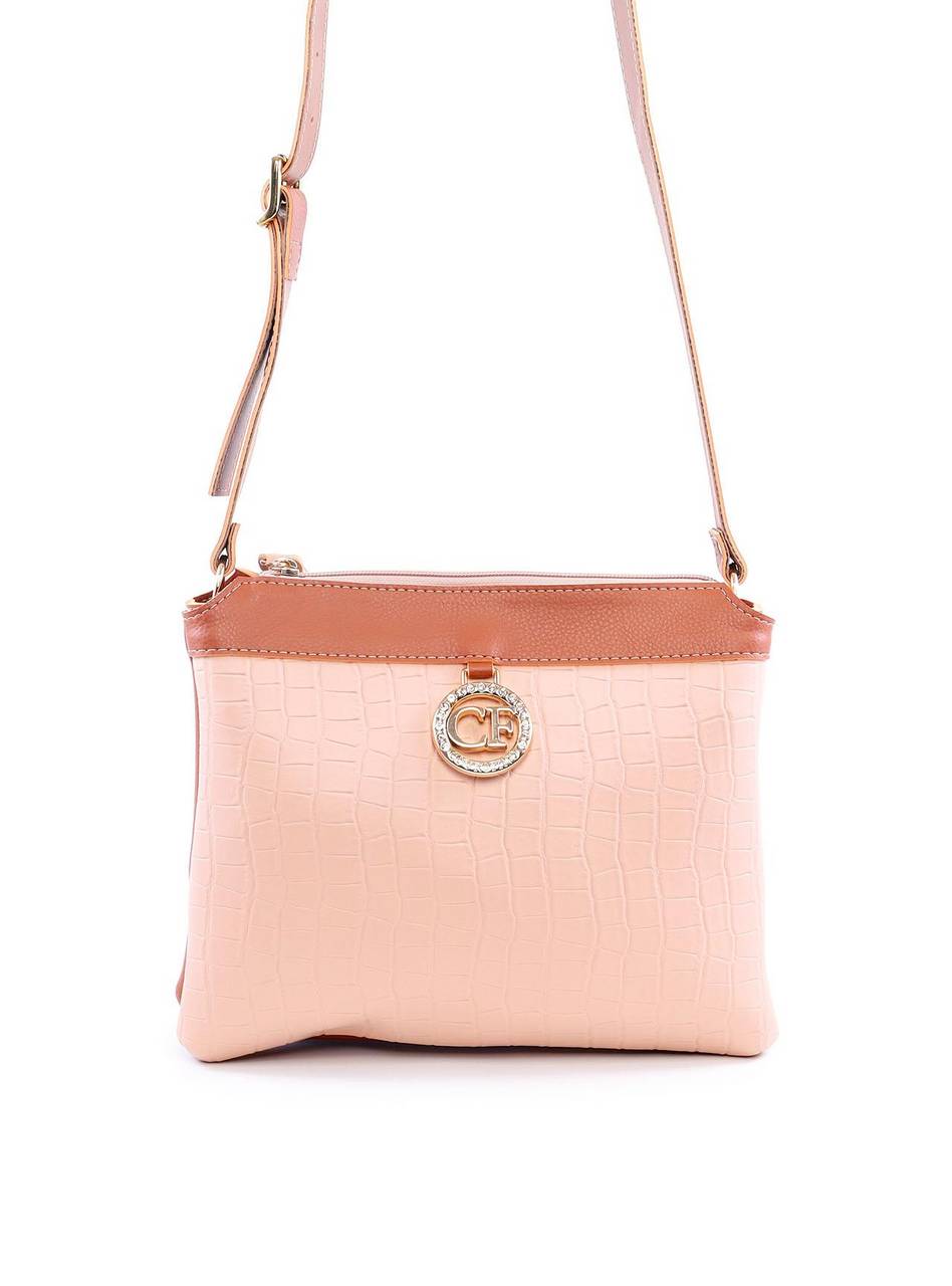 Bolsa Tote Quadrada Charm CF em Strass - Nude BSI-6040 - NU