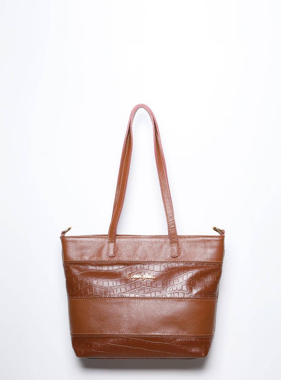 Bolsa Tote Média Couro Transversal Castor BSI-5861 - CS