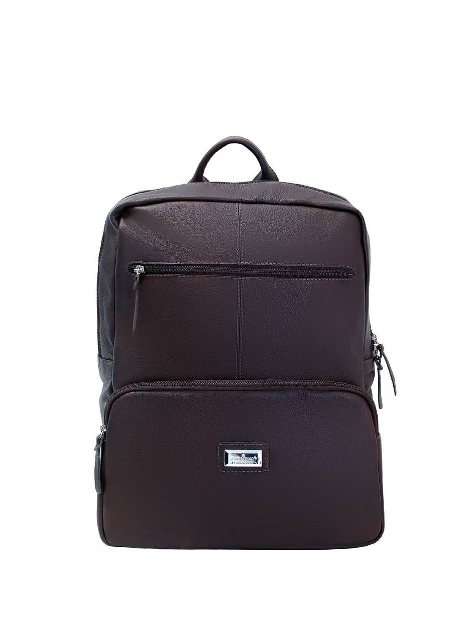 Mochila Executiva Grande Bolsos Couro Cacau - CA
