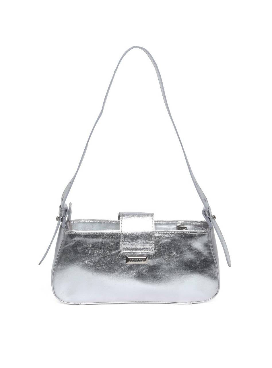 Bolsa Clutch Pequena com Alça de Mão - Prata BSI-5935 - PT