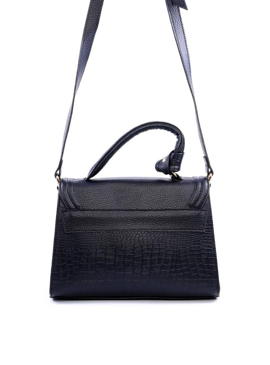 Bolsa Satchel Alça Dupla e Detalhes em Costura - Preta BSI-6076 - PR