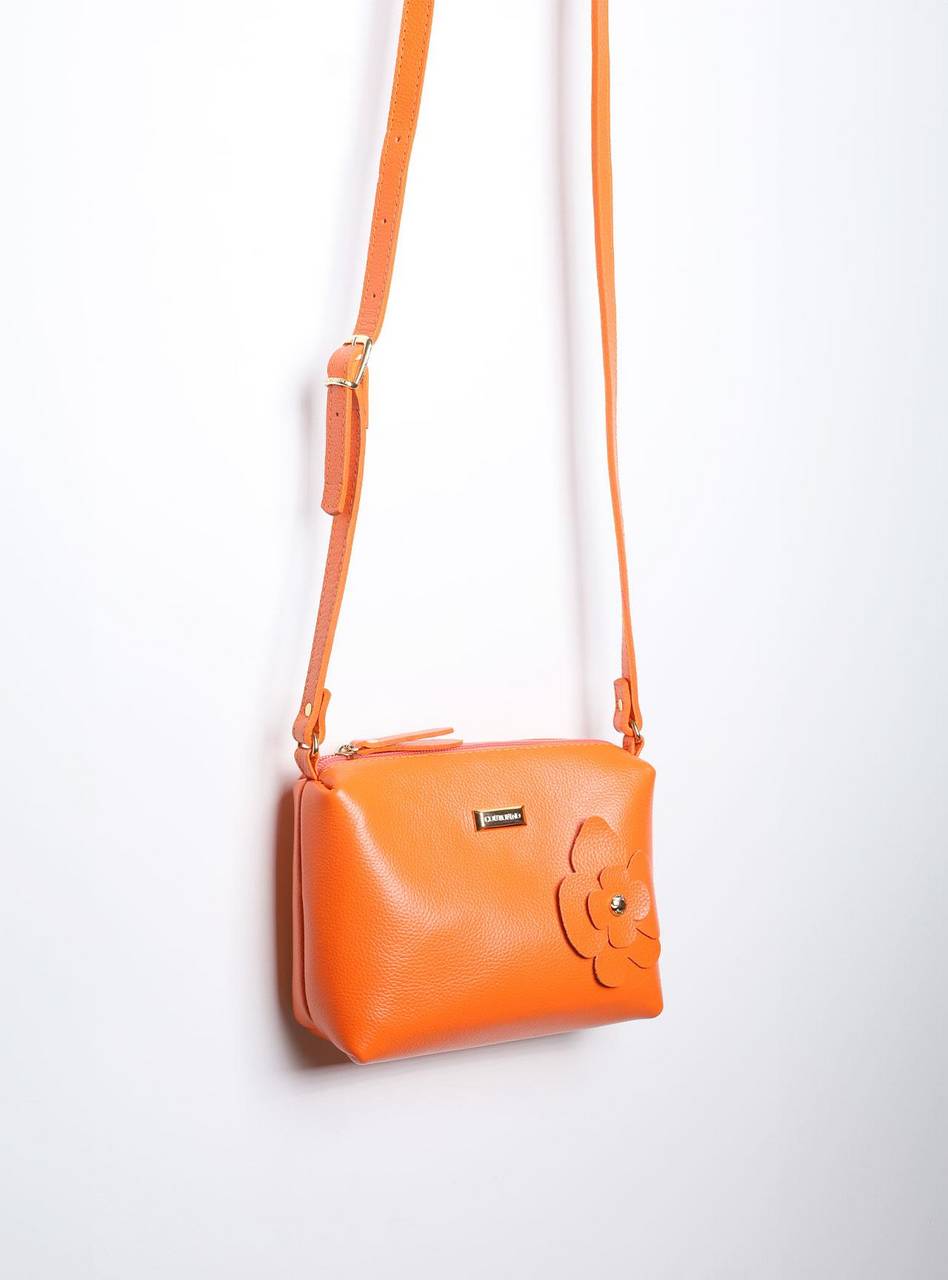 Bolsa Clutch Pequena Couro Transversal Laranja BSI-5863 - LR