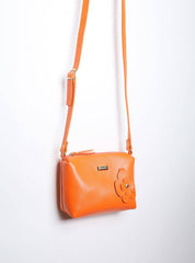 Bolsa Clutch Pequena Couro Transversal Laranja BSI-5863 - LR
