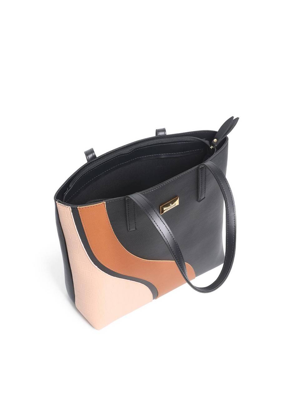 Bolsa Shopper Grande Tiracolo Recortes Frontais Preta BSI-5902 - PR