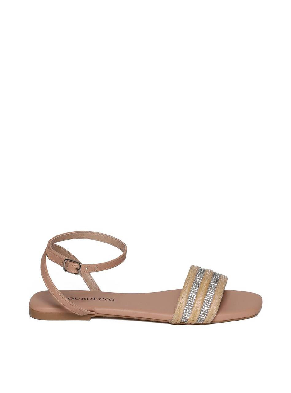 Sandália Feminina Rasteira Rosto Palha - Nude SDI-11641 - NU