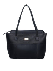 Bolsa Tote Tiracolo com Bolso Frontal e Zipper - Preta BSI-5976 - PR