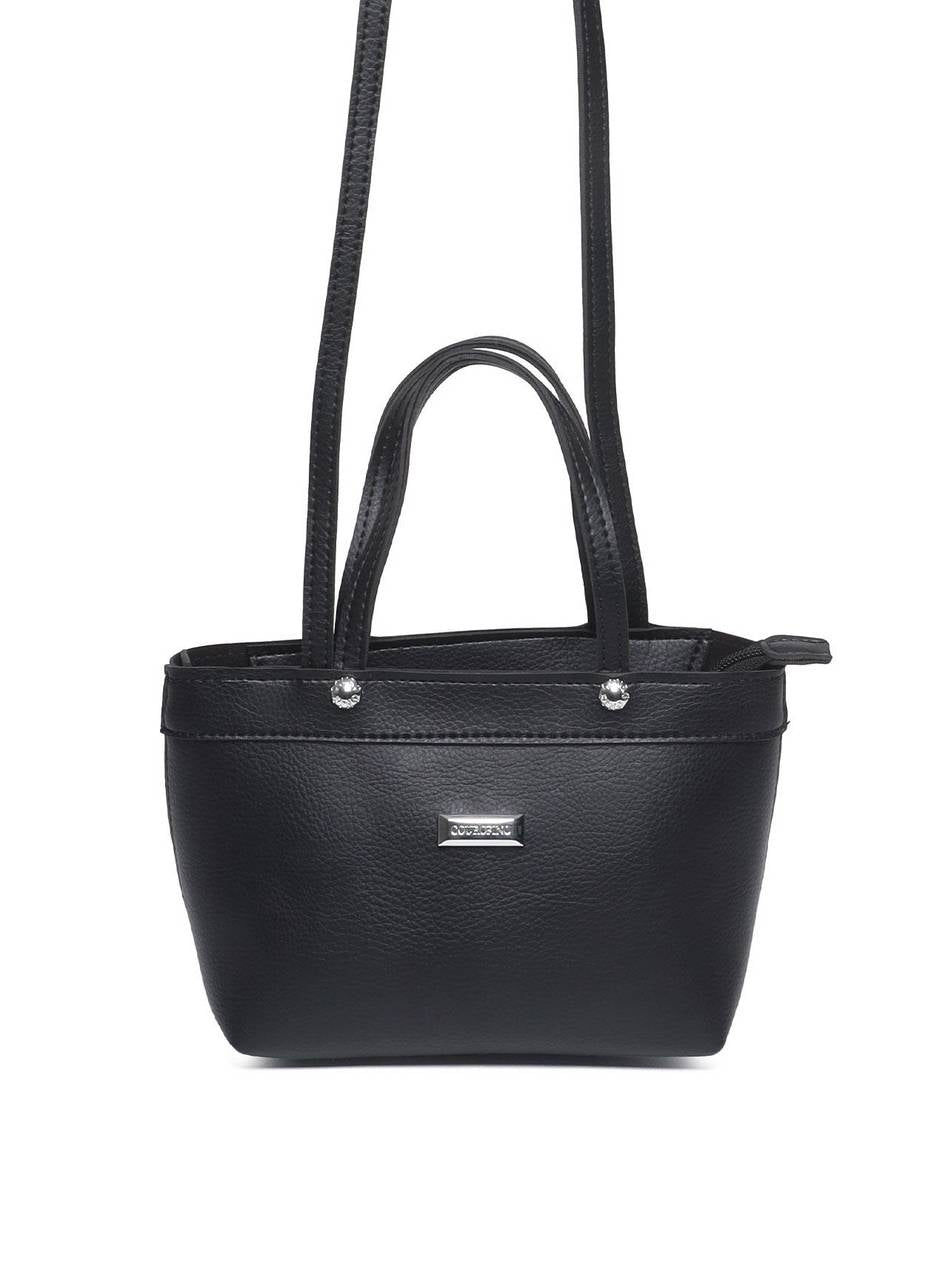 Bolsa Tote Pequena com Pinos e Alça de Mão - Preta BSI-5390 - PR