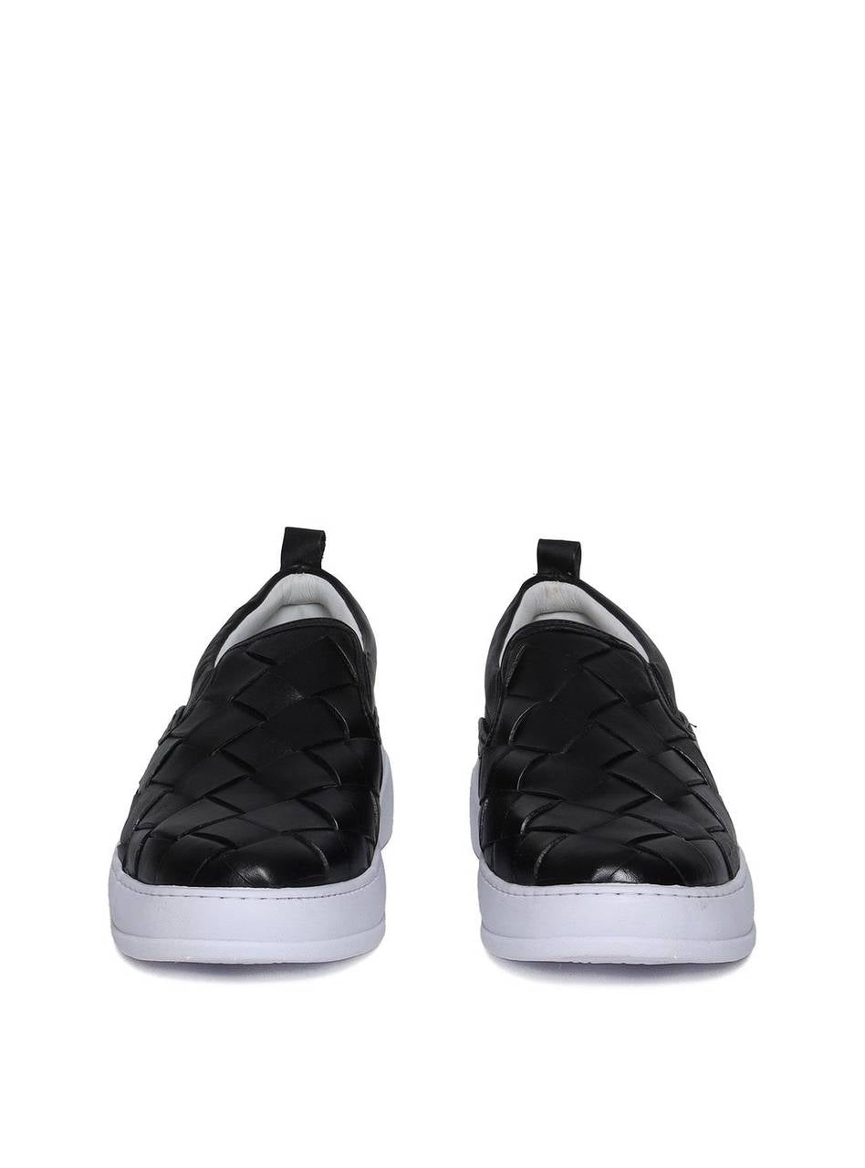 Calçado Masculino Sapatênis Entrelaçado Couro - Preta SP-11627 - PR