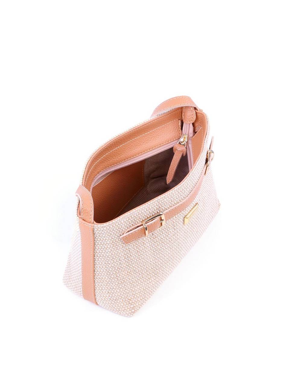 Bolsa Transversal Palha com Detalhes de Fivelas - Nude BSI-6026 - NU