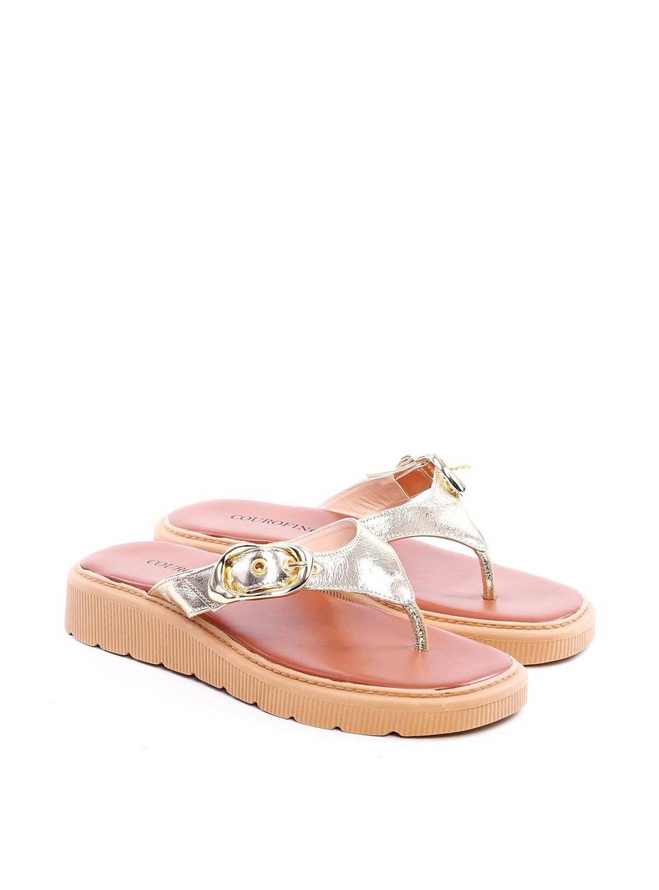 Sandália Flatform Dedo com Fivela - Ouro SDI-11757 - AU