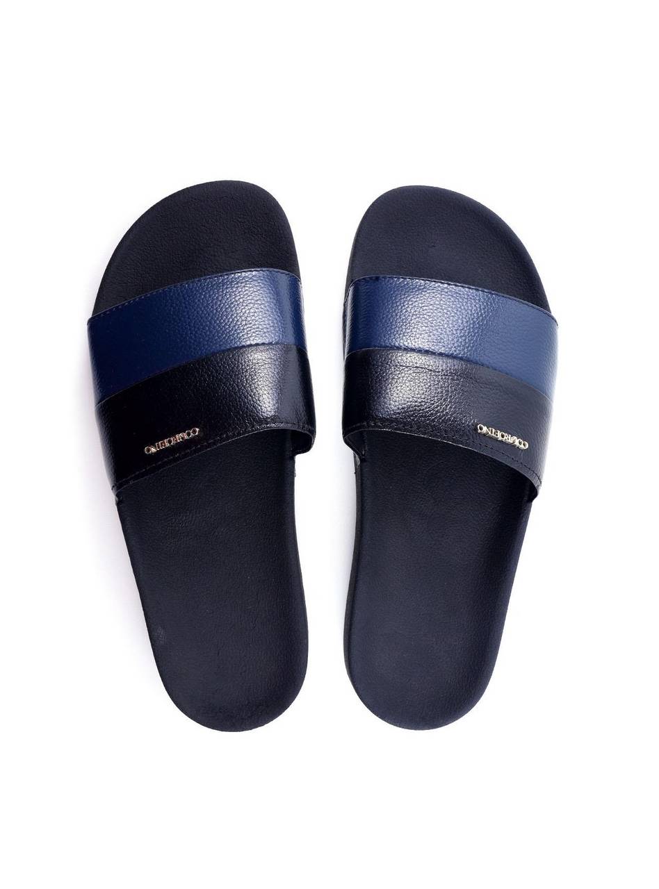 Chinelão Slide com Tiras Largas - Preto e Azul SDI-11825- PA