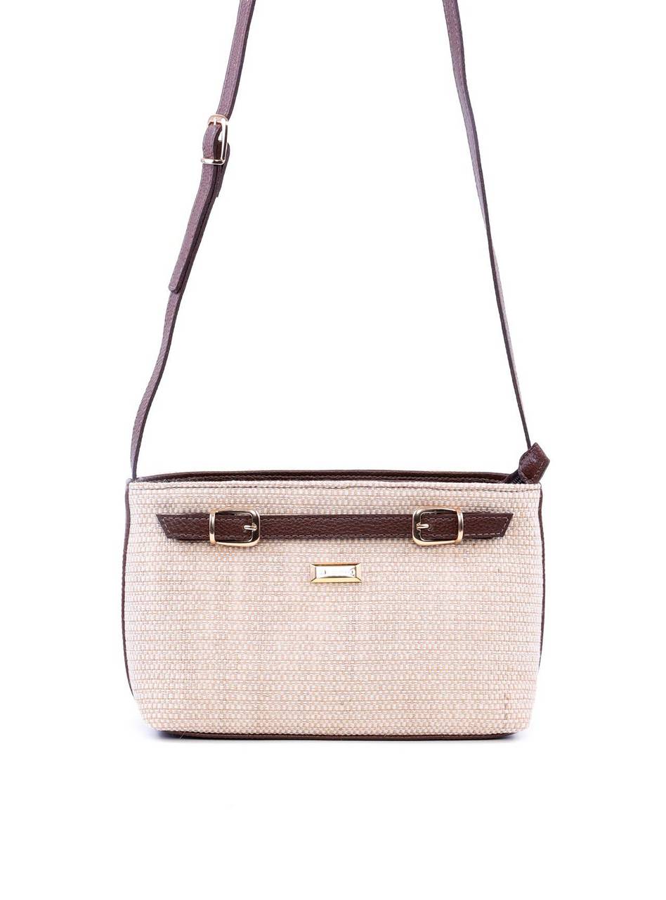Bolsa Transversal Palha com Detalhes de Fivelas - Cacau BSI-6026 - CA