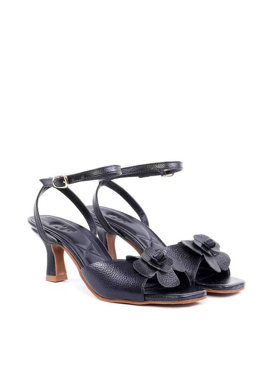 papipapihnt❀①【美品】SUKALA 花柄S ブラック上下セット Sandália de Salto Fino com Flor - Preta SDI-11846 - PR – COURO FINO