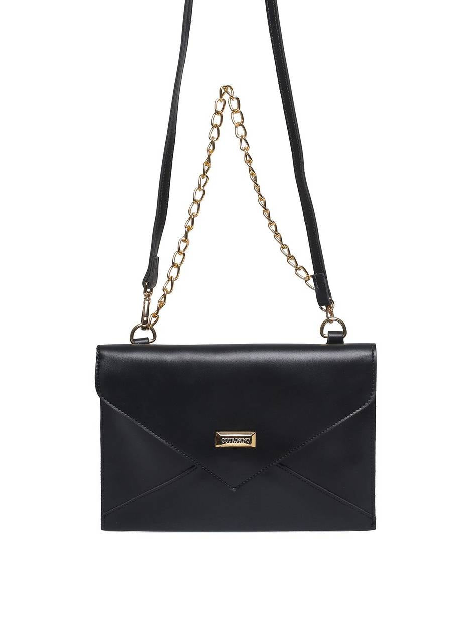 Bolsa Clutch Transversal com Alça de Corrente - Preta BSI-5133 - PR