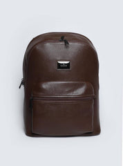 Mochila Masculina Casual Couro Grande Bolso Frontal Cacau MEI-440 - CA