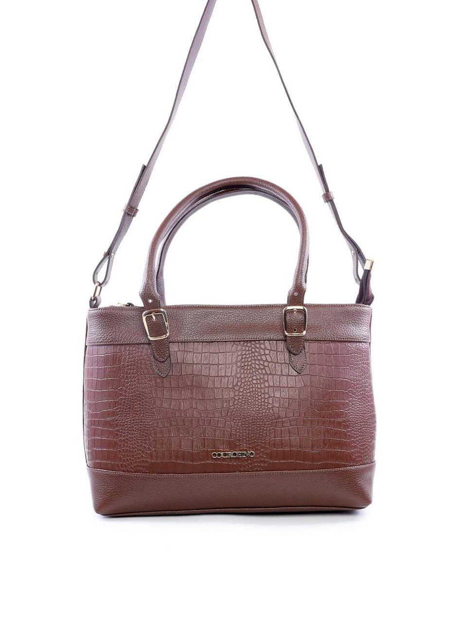 Bolsa Tote Transversal com Alça Dupla com Fivelas - Cacau BSI-6085 - CA