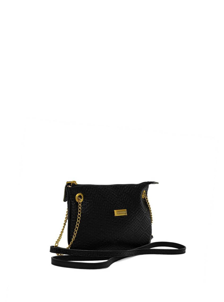 Bolsa Clutch Alça Transversal Corrente Preta BSI-5095 - PR