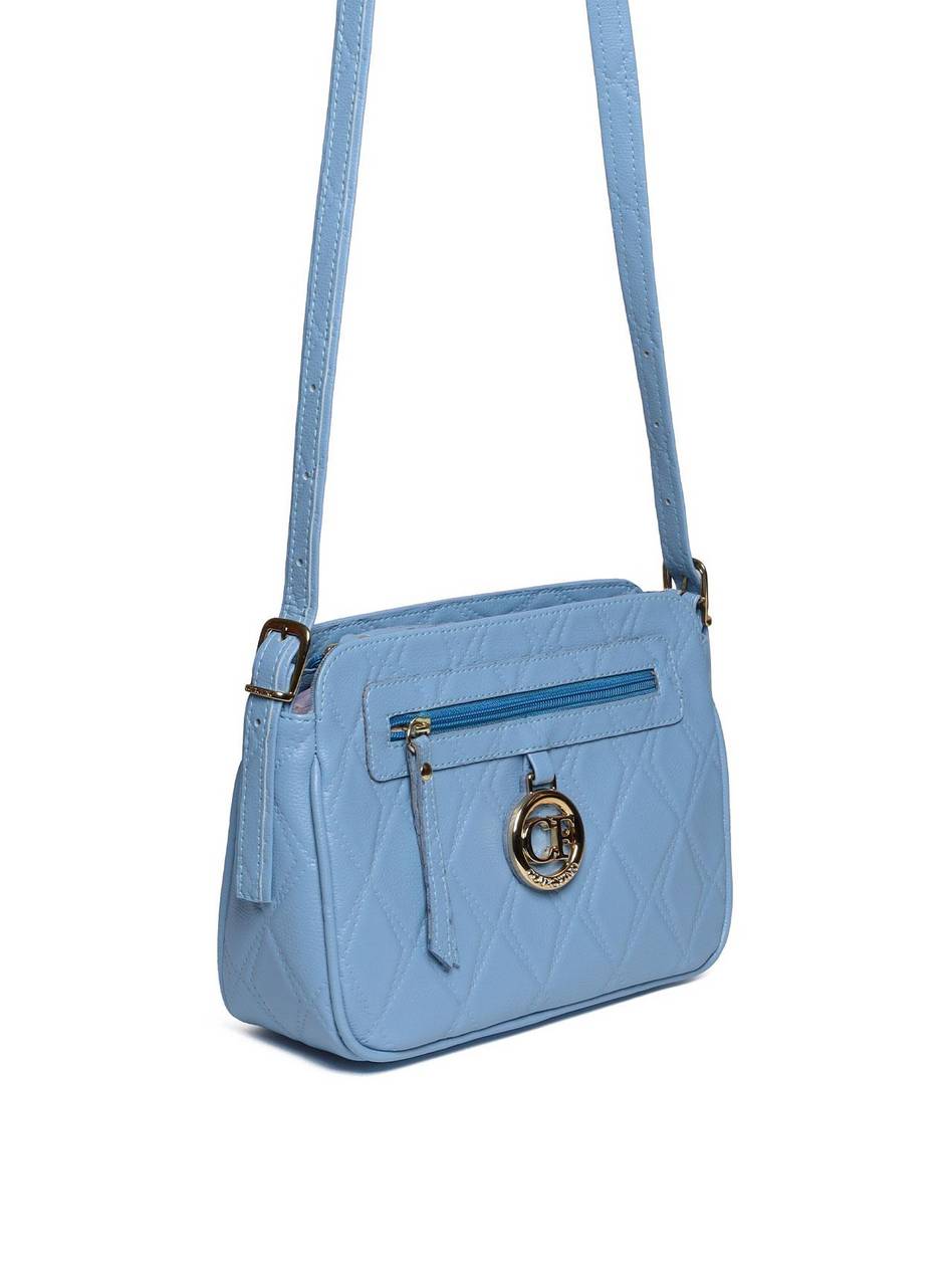 Bolsa Clutch Pequena Transversal Chaveiro Redondo Azul BSI-5723 - AZ