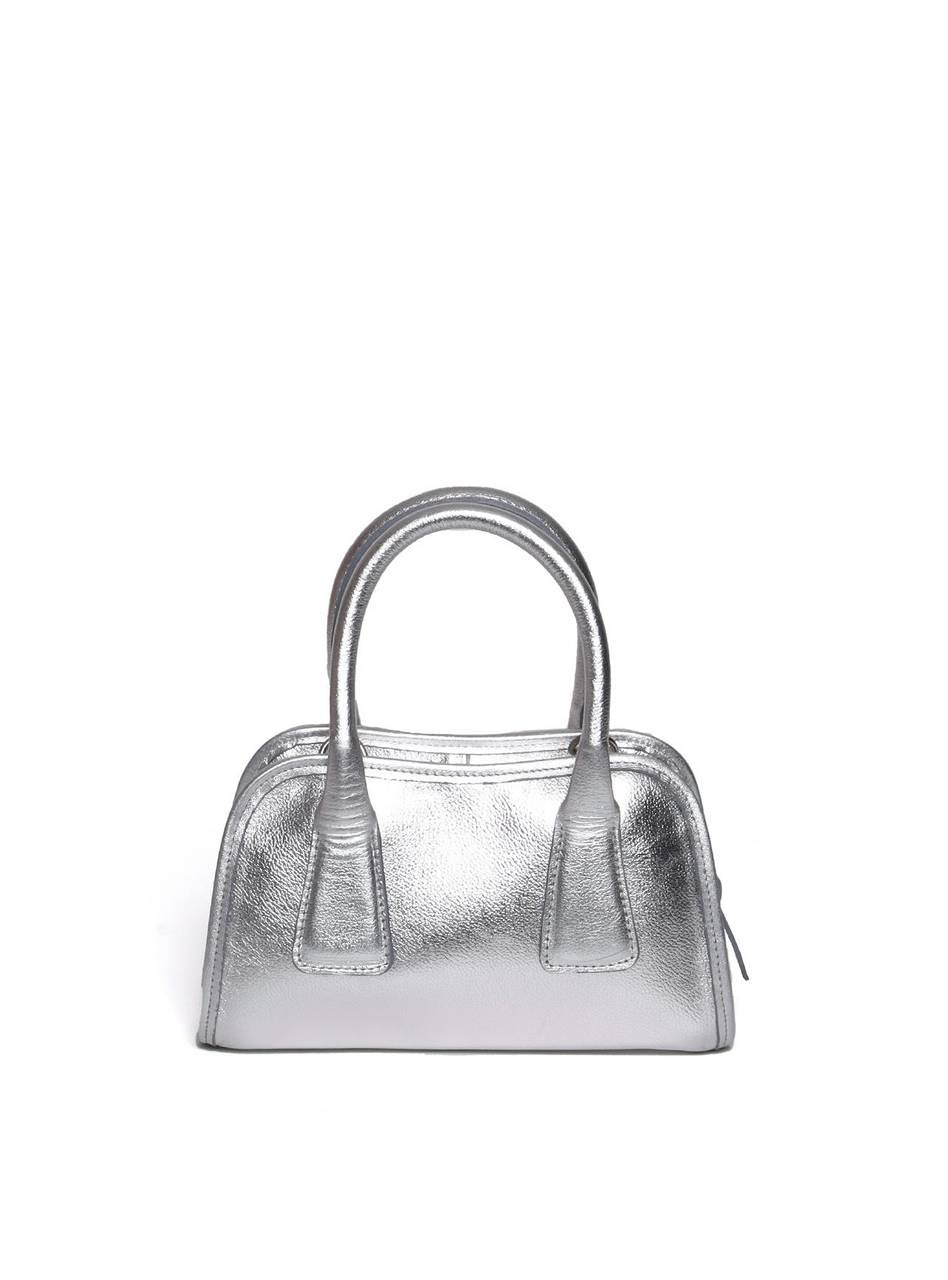 Bolsa Tote Tiracolo Costura Geométrica Prata BSI-5985 - PT