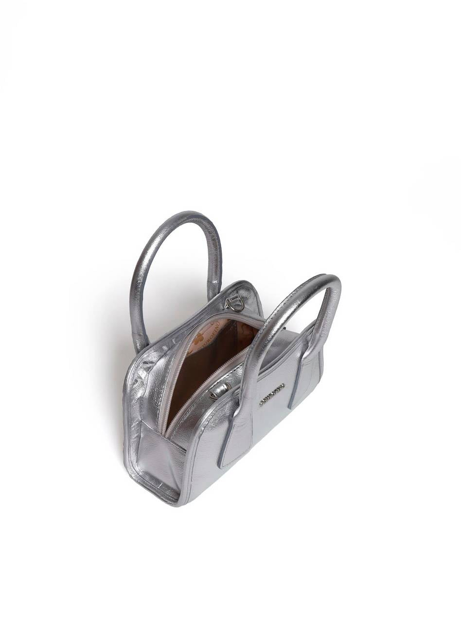 Bolsa Tote Tiracolo Costura Geométrica Prata BSI-5985 - PT