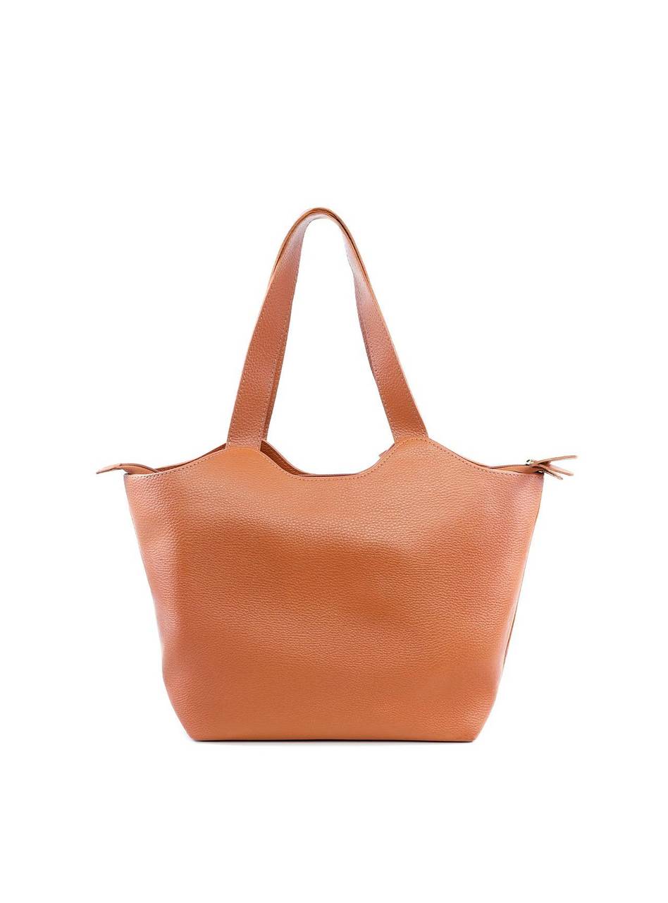 Bolsa Tote Tiracolo Ondulada com Bag Charm - Castor BSI-6109 - CS