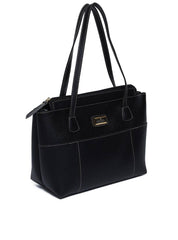Bolsa Tote Tiracolo com Bolso Frontal e Zipper - Preta BSI-5976 - PR